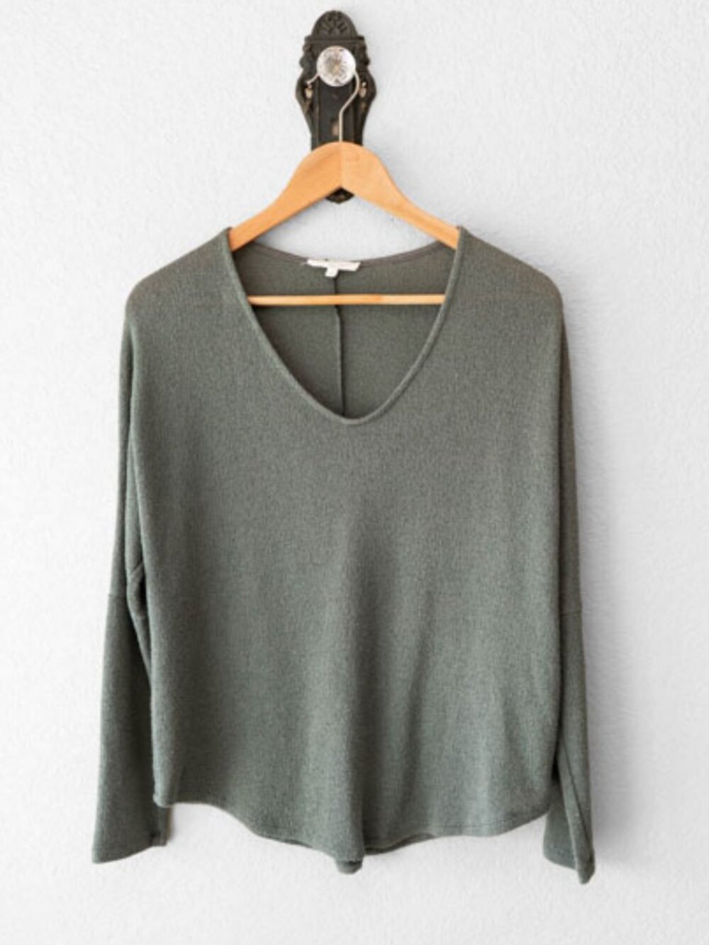 Wasabi + Mint Sweater Top Womens S Green Oversized Lightweight Made USA Dolman